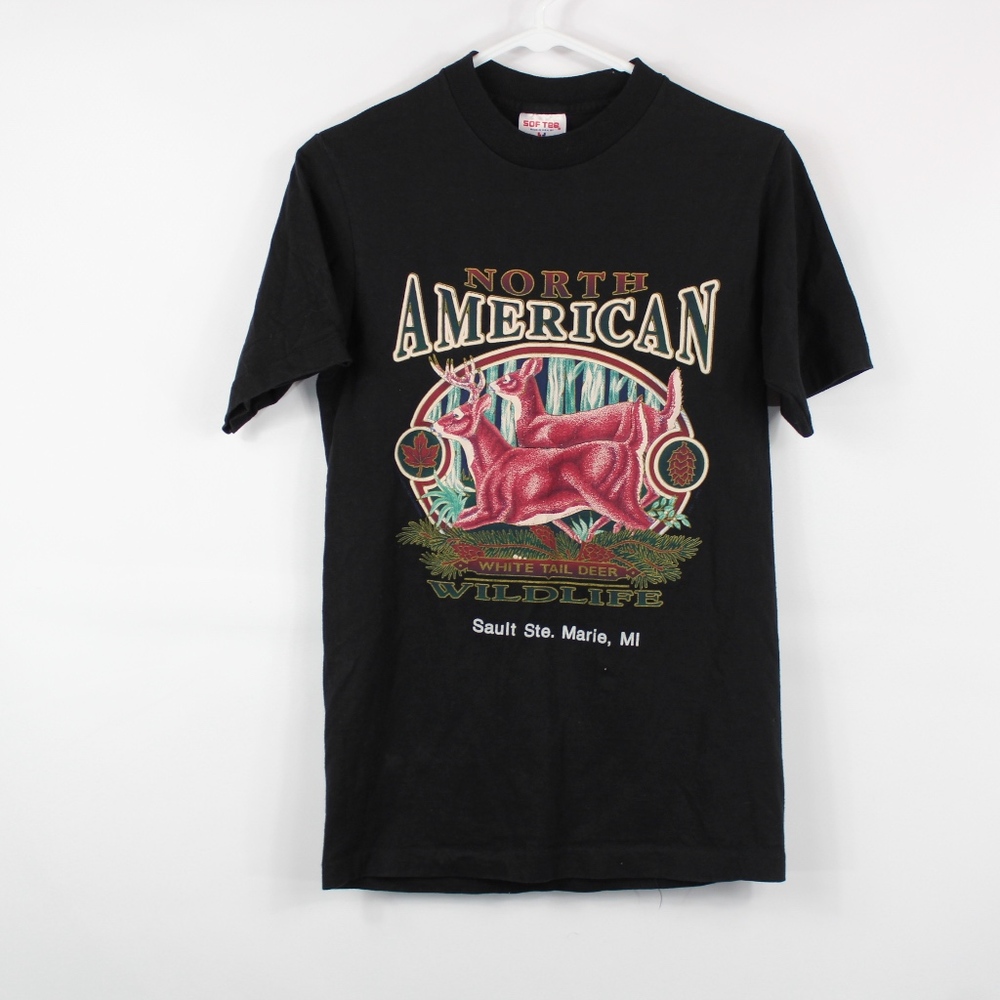 Vintage SOFTEE Mens Small Wildlife Deer T Shirt